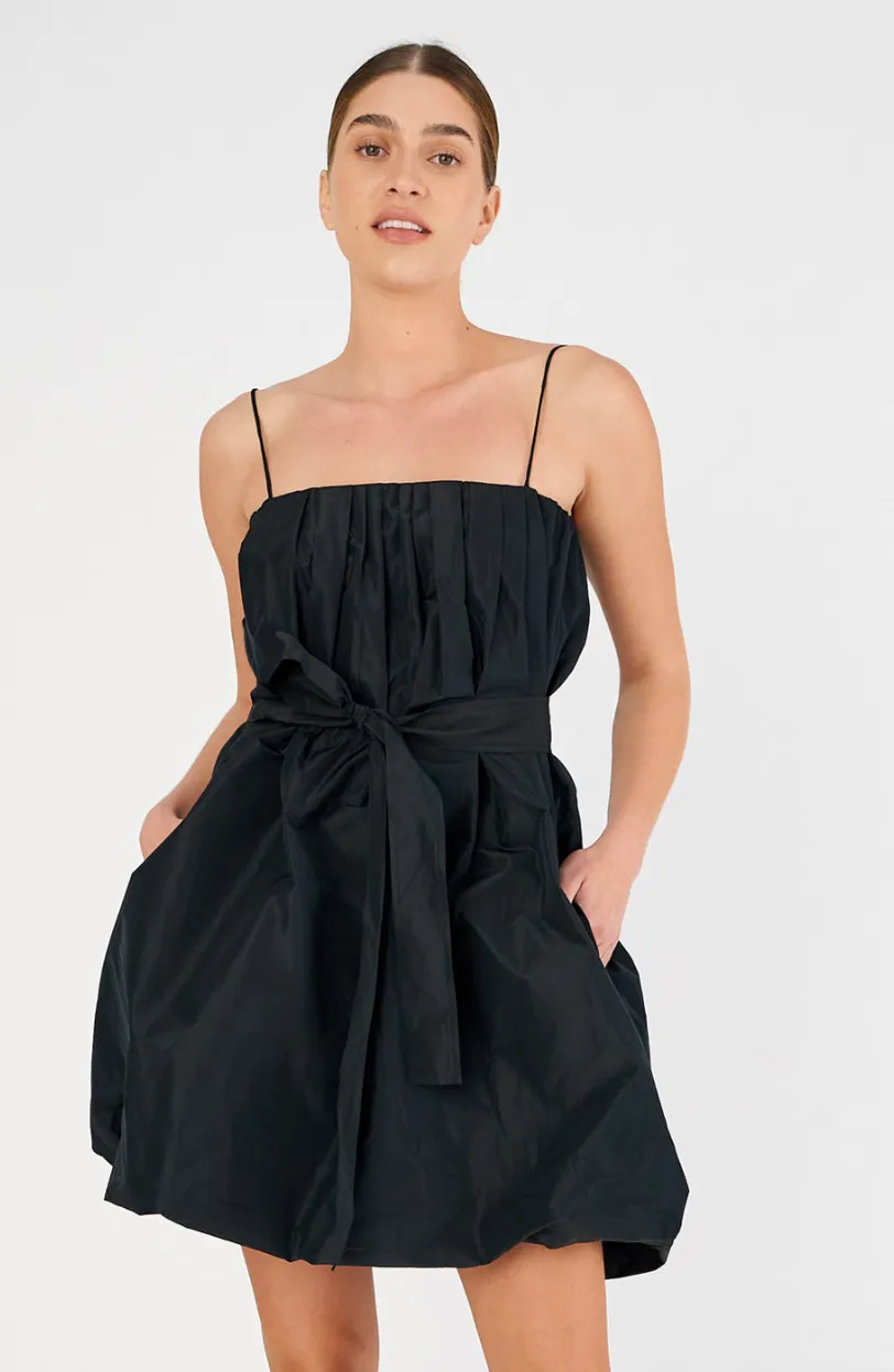 Taffeta Bubble Mini Dress Black Size 8 by Oroton