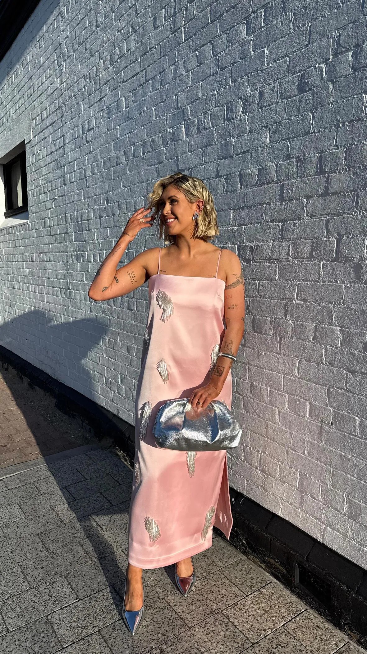Cindy Embellished Slip Midi Dress Pink Size 6 by Alemais