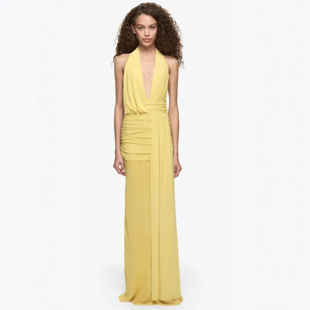 Cassis Drape Dress Yellow Size 8 by Bec & Bridge