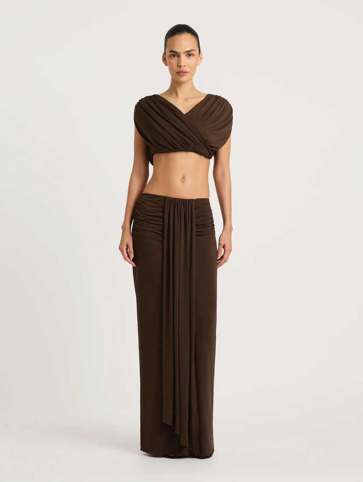 Celia Top & Skirt Set Chocolate Brown Size 8 by Benni