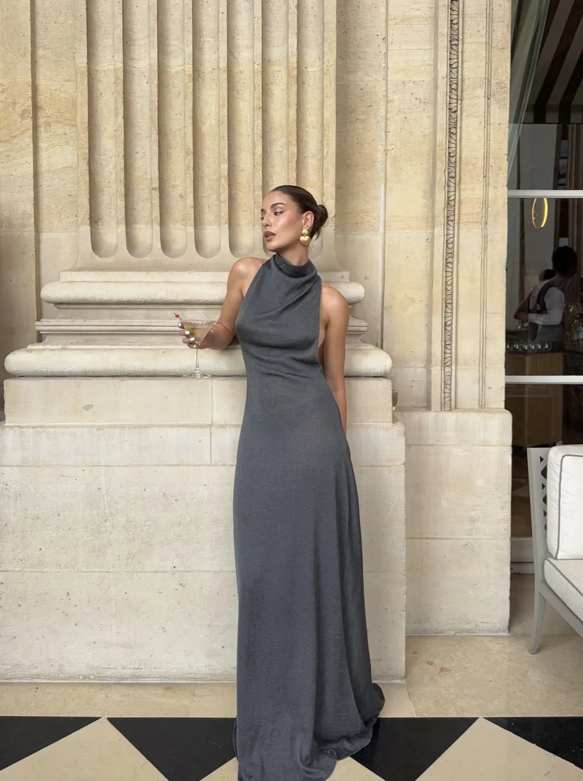 Romy Dress Train Chrome Metallic Grey Size 6, 8 & 10 by Arcina Ori