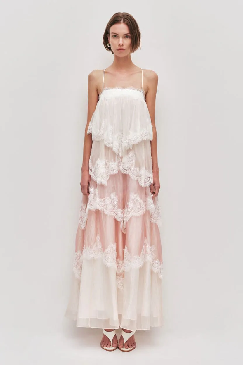 Ophelia Lace Gown Maxi Dress Pink & White Size 6, 8 & 10 by Aje