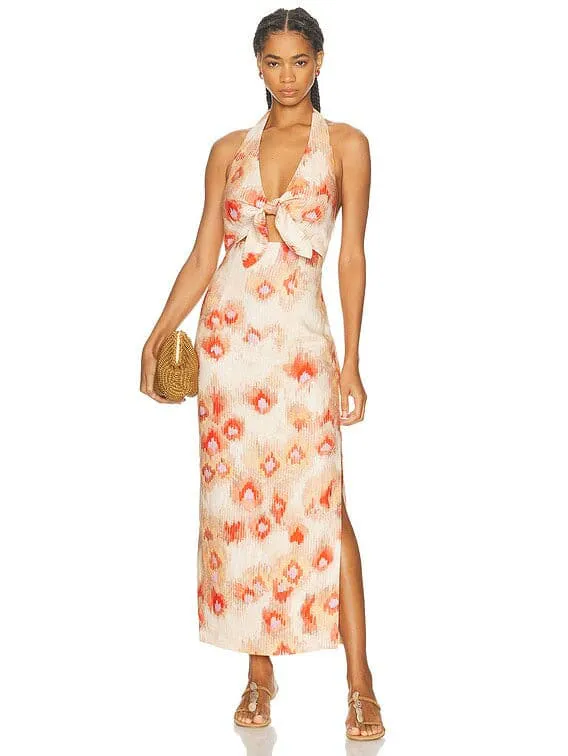 Fiorella Midi Dress Pink & Orange Size 2 / AU 10 by SIR