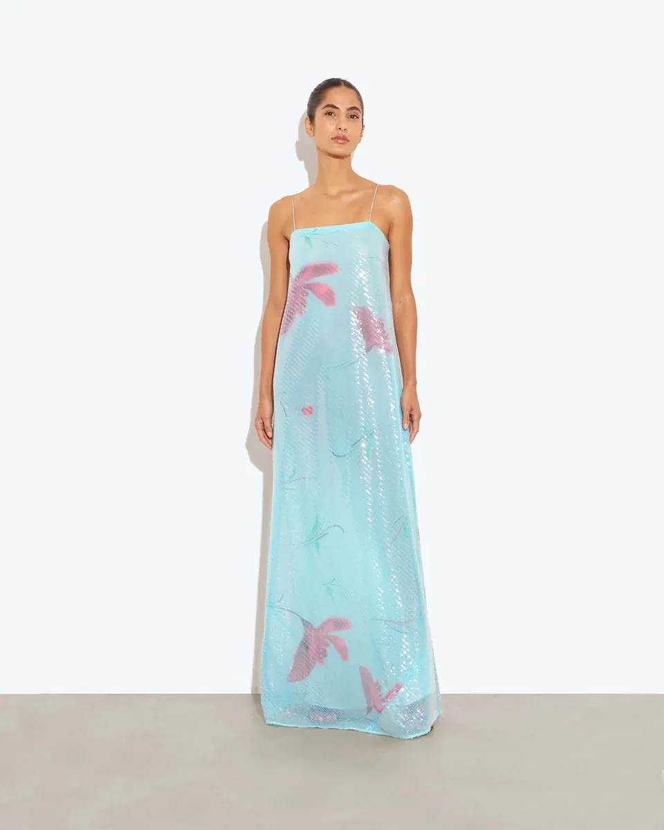 Marisol Maxi Dress Blue & Print Size M / AU 10 by Rat & Boa