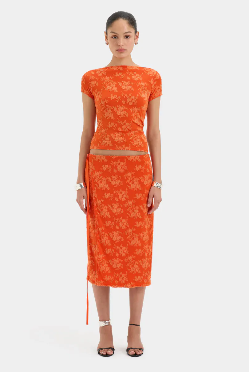 Blanca Top & Skirt Set Palmera Tangerine Orange Size 1 / AU 8 by SIR