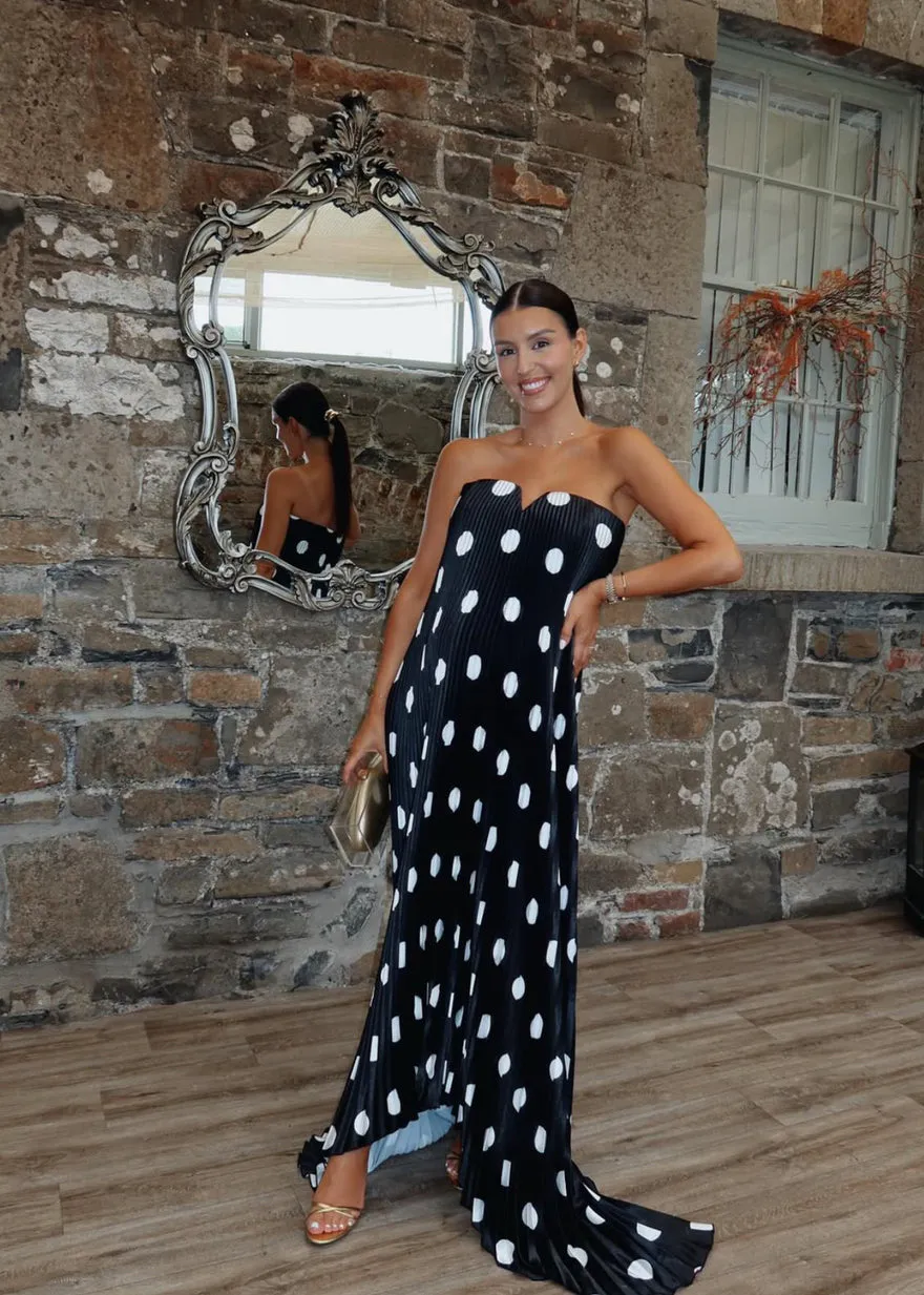Black Tie Gown Dress Polka Noir Black & White Size 10 by L'IDEE