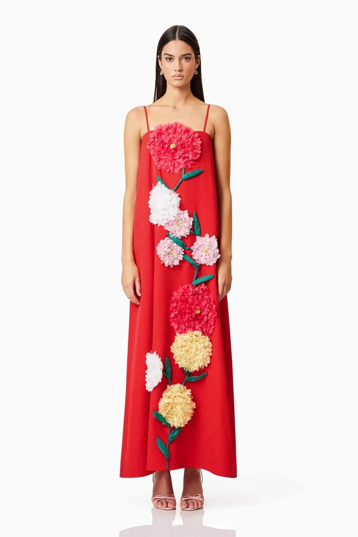 Buttercup Embroidered Maxi Dress Red Size 6 & 12 by Elliatt