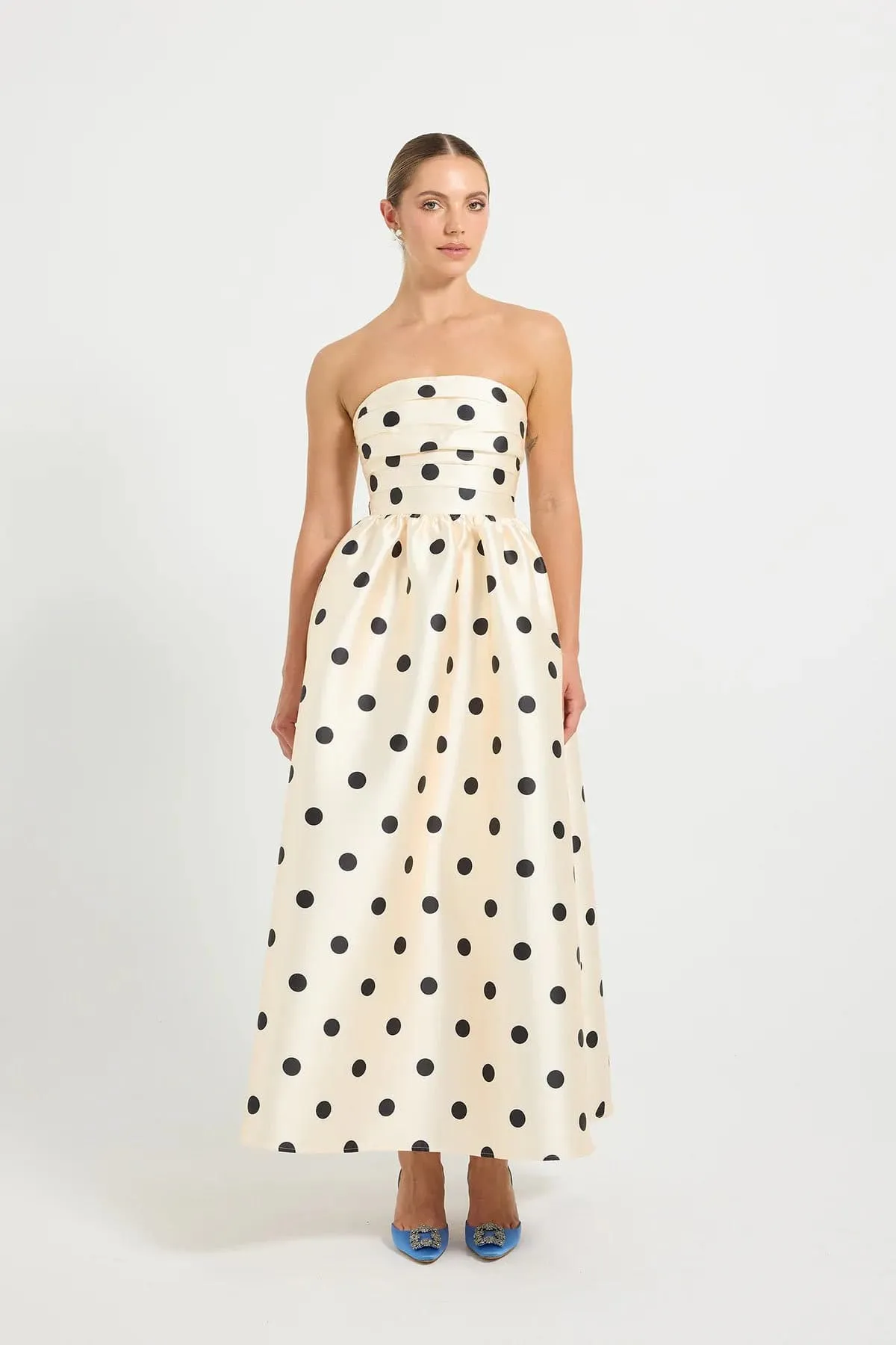 Dottie Strapless Midi Dress White & Black Size 6, 8 & 10 by Pasduchas