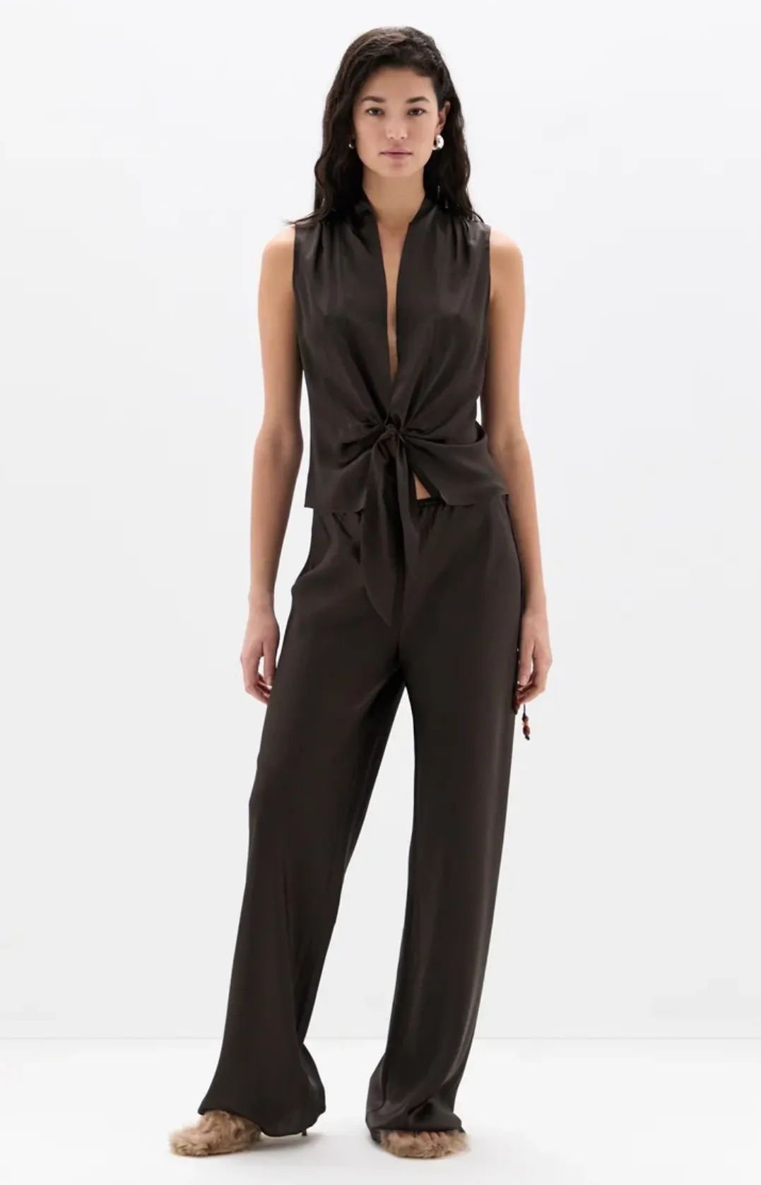 Lula Fringe Tie Top & Gabriete Pants Set Brown Size 0 / AU 6 by SIR