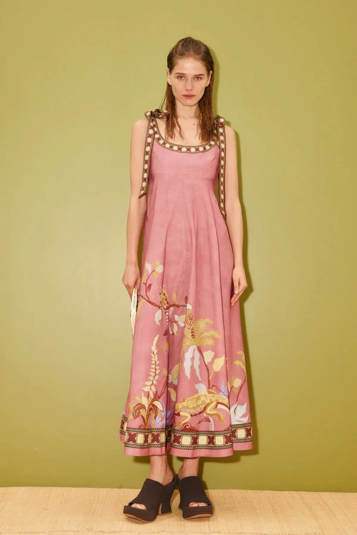 Zuri Ballet Midi Sundress Pink & Print Size 6 by Alemais