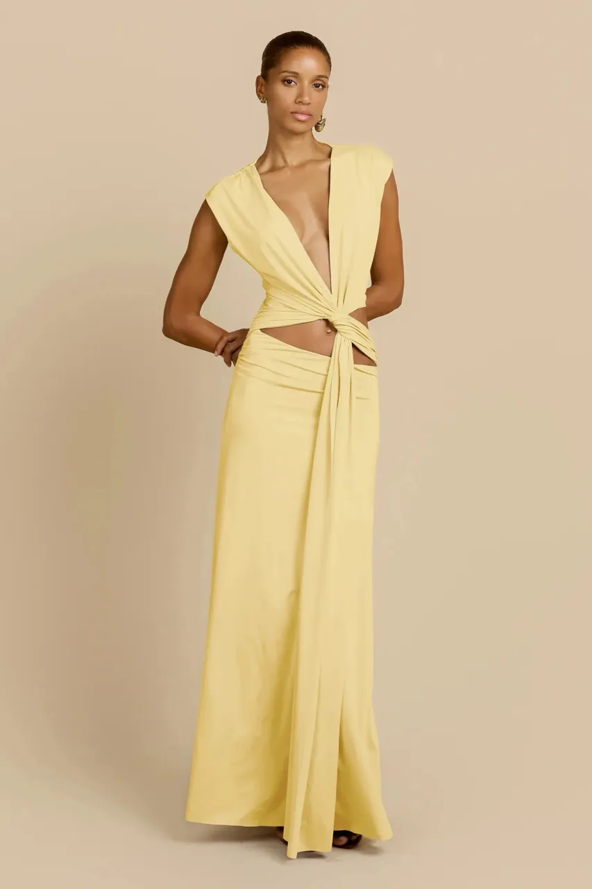 Jade Maxi Dress Lemon Yellow Size XS / 6 and Size S / AU 8 by Arcina Ori