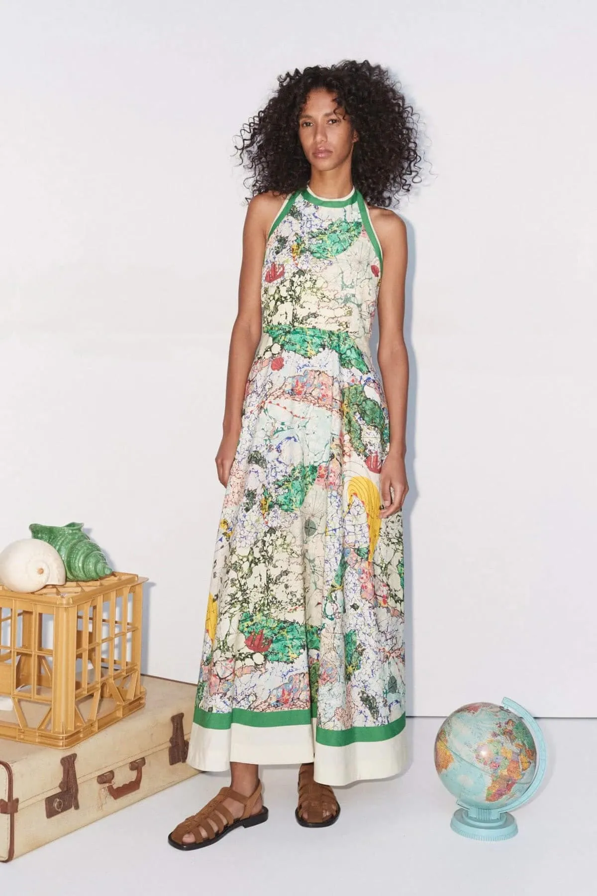 Odyssey Halter Midi Dress Green & Multi Size 12 by Alemais