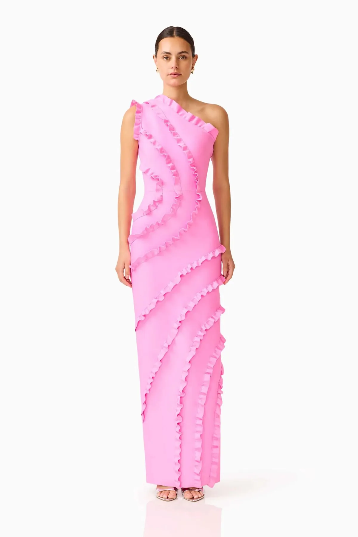 Orelia Asymmetrical Gown Dress Pink Size 6, 8, 10 & 12 by Elliatt