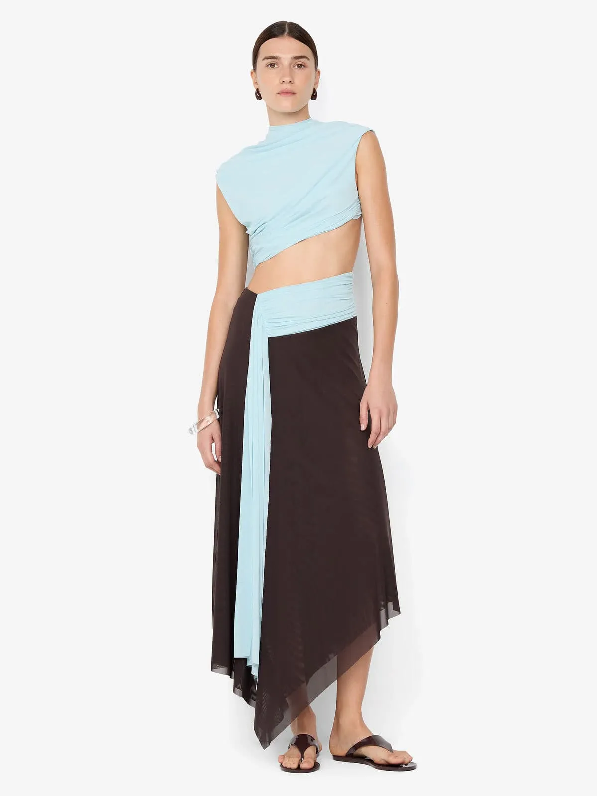 Connie Asym Midi Dress Blue & Brown Size 6 & 10 by Bec & Bridge