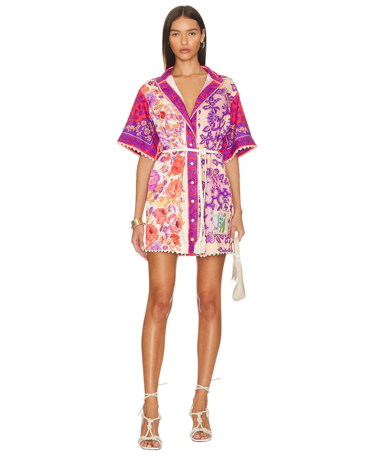 Raie Trimmed Shirt Mini Dress Multi Size 2 / AU 12 by Zimmermann