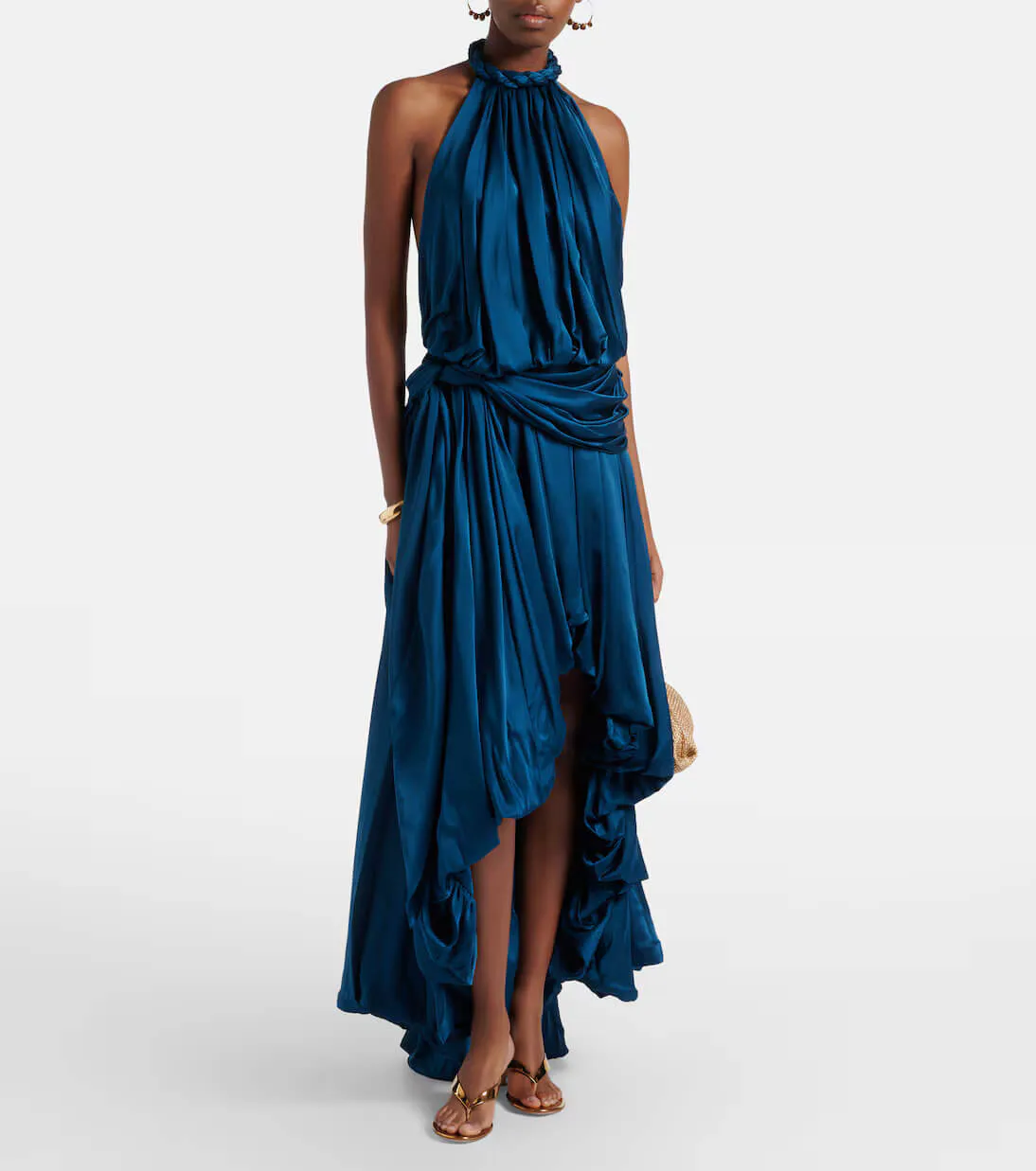Alchemy Gathered Silk Satin Maxi Dress Blue Size 0 / AU 8 by Zimmermann