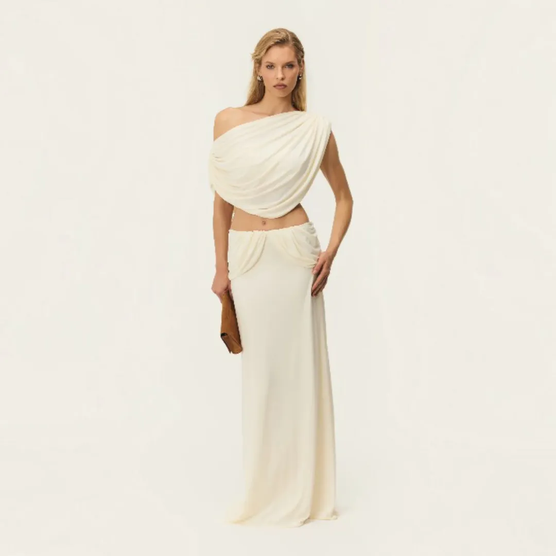 Chiara Top & Skirt Set Bone White Size S / AU 8 & M / AU 10 by Arcina Ori