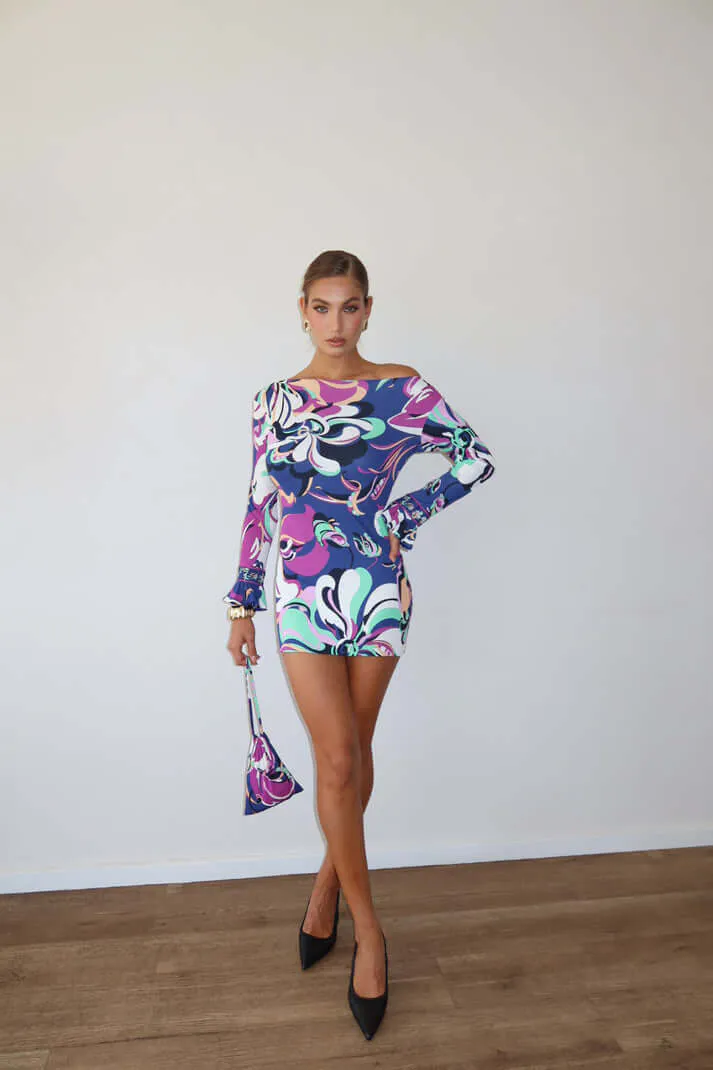 Blue Mini Dress Multi Size 6 by Pucci