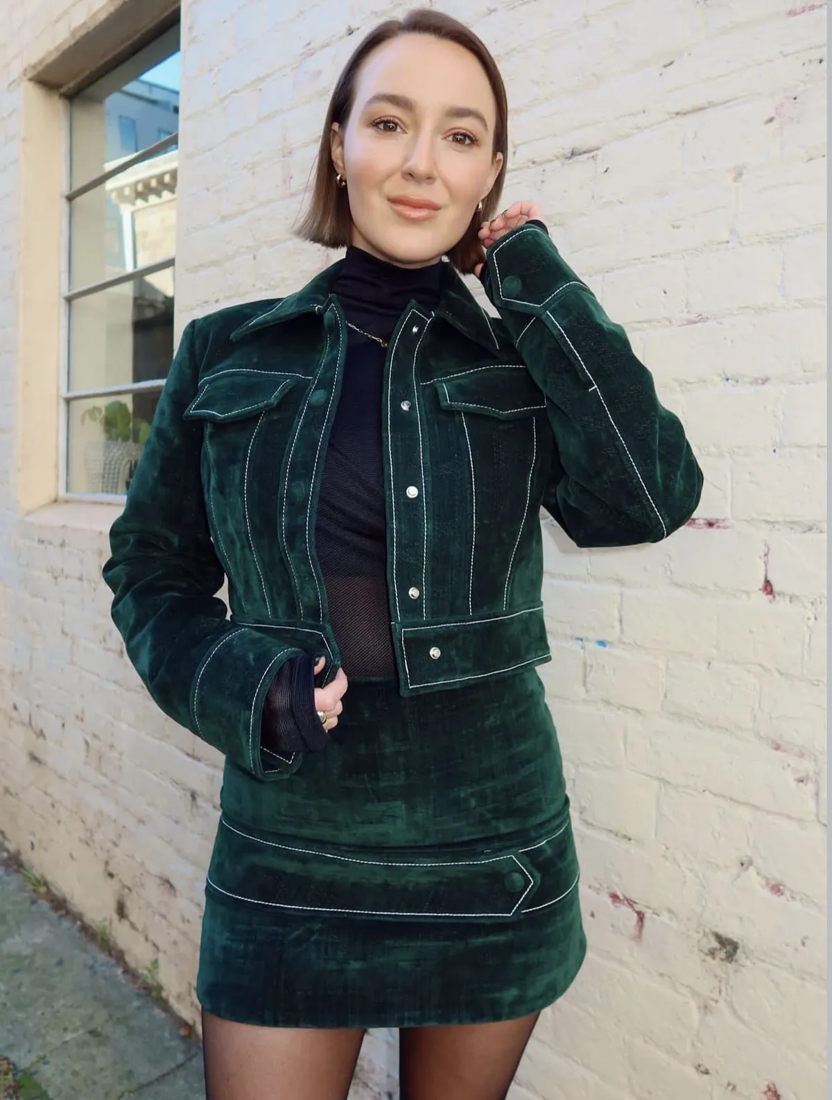 Johnny Jacket & Skirt Set Green Size 6 & 8 by Alemais