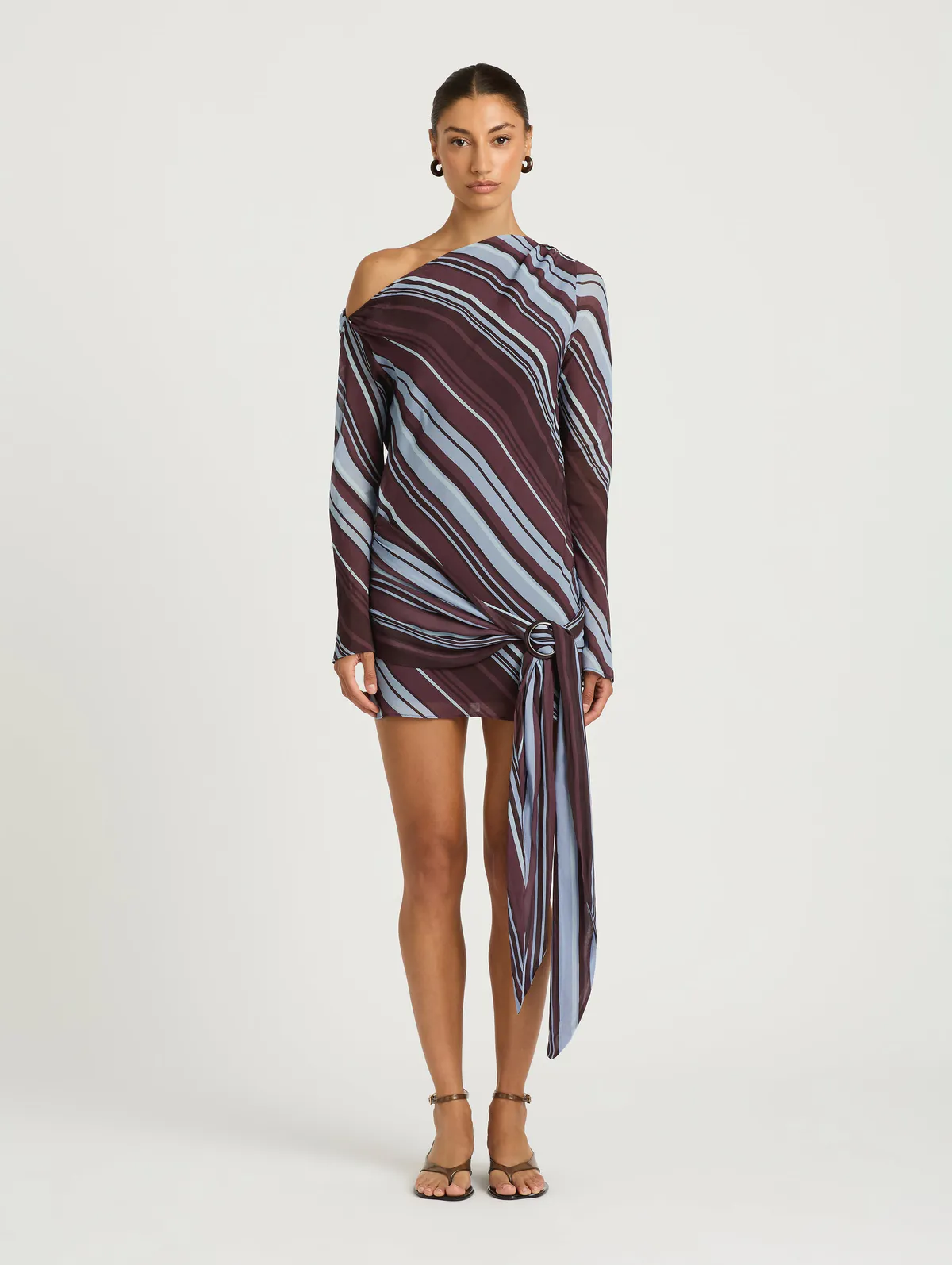 Elise Mini Dress Midnight Stripe Blue & Purple Size 6 by Benni