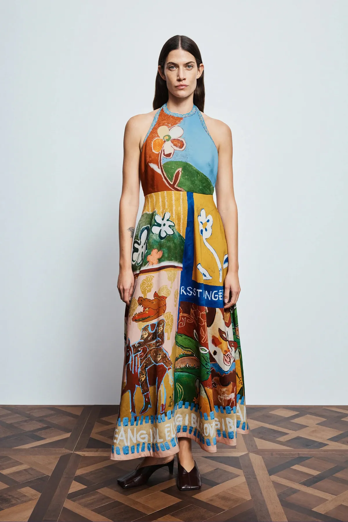Mlak Halter Midi Dress Multi & Print Size 8 by Alemais