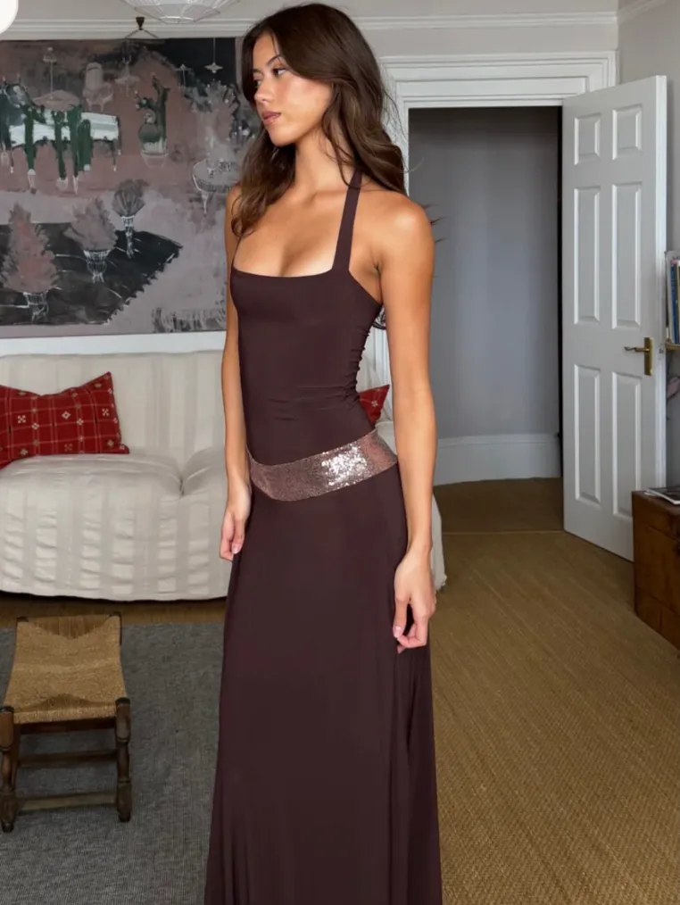 Toscana Maxi Dress Espresso Brown Size 6 & 8 by Other