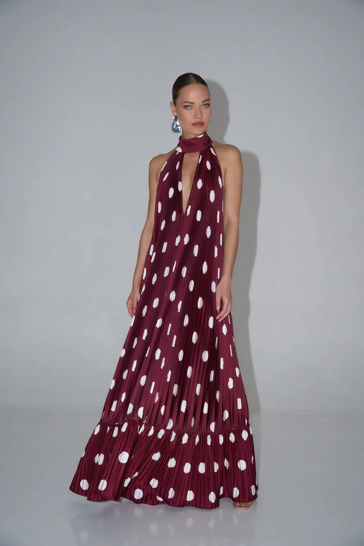 Libertie Gown Dress Polka Wine Red & White Size 6, 8 & 12 by L'IDEE