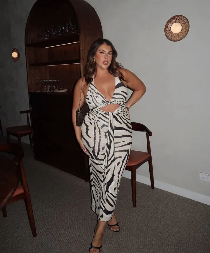 Toca Tie Up Midi Dress Zebra Print Size 10 & 12 by Pfeiffer