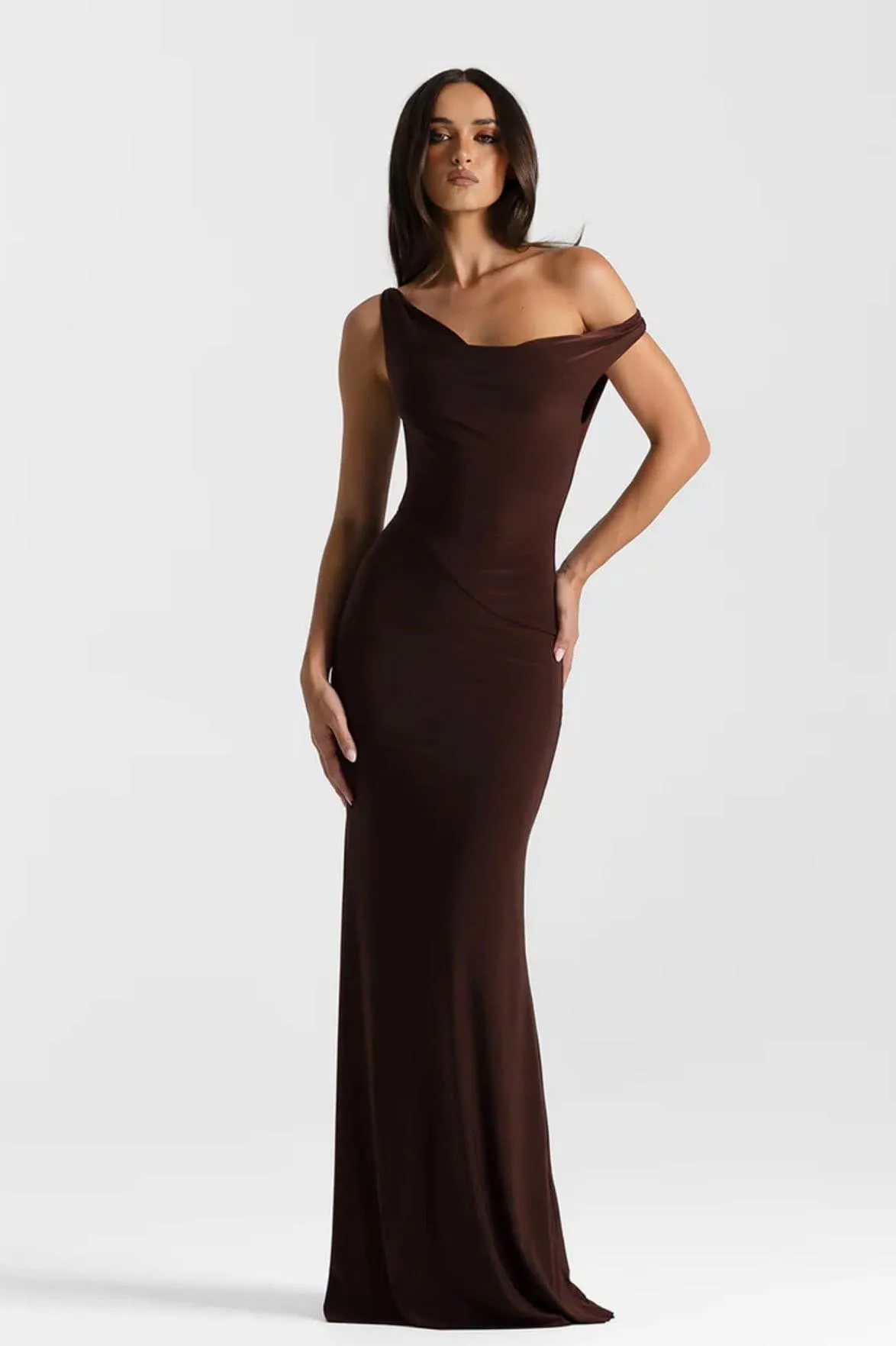 Bettina Gown Dress Espresso Brown Size 12 by Natalie Rolt
