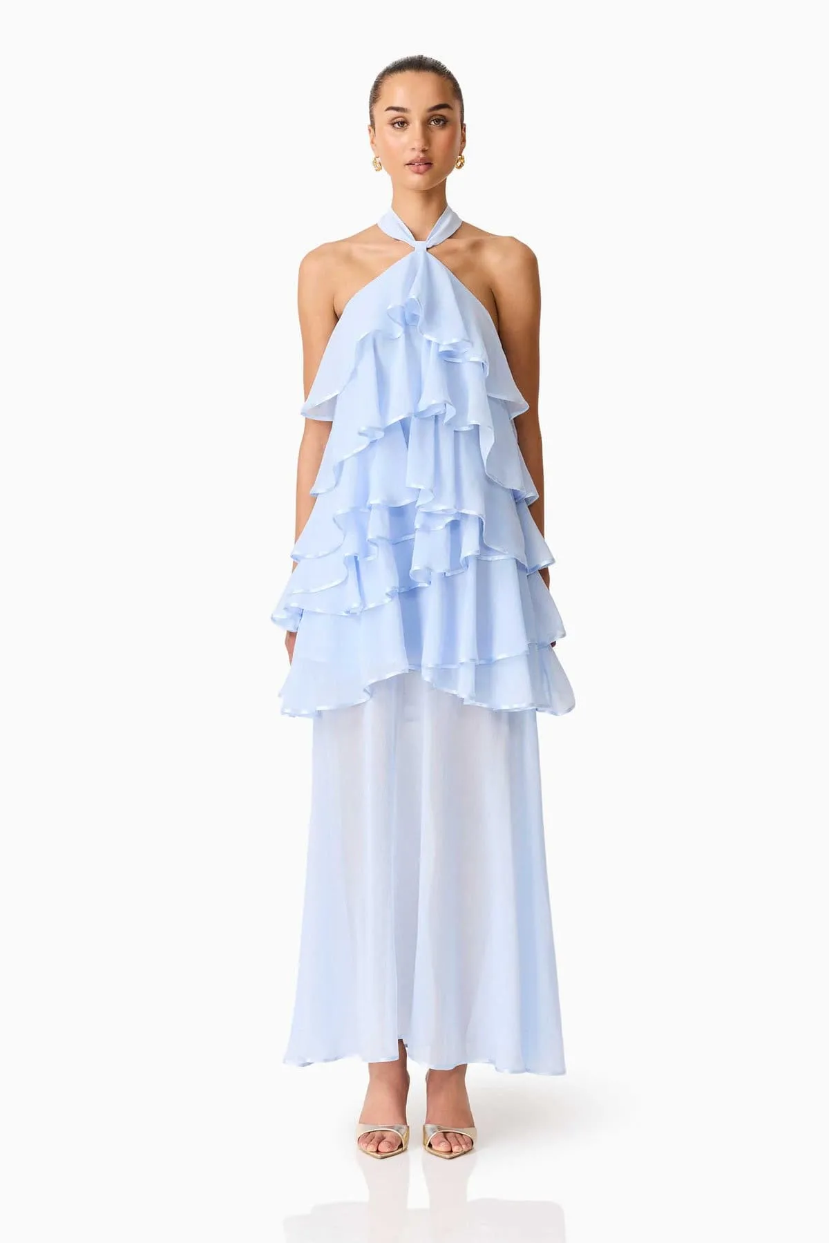 Eliane Halter Neck Maxi Dress Blue Size 8 & 12 by Elliatt