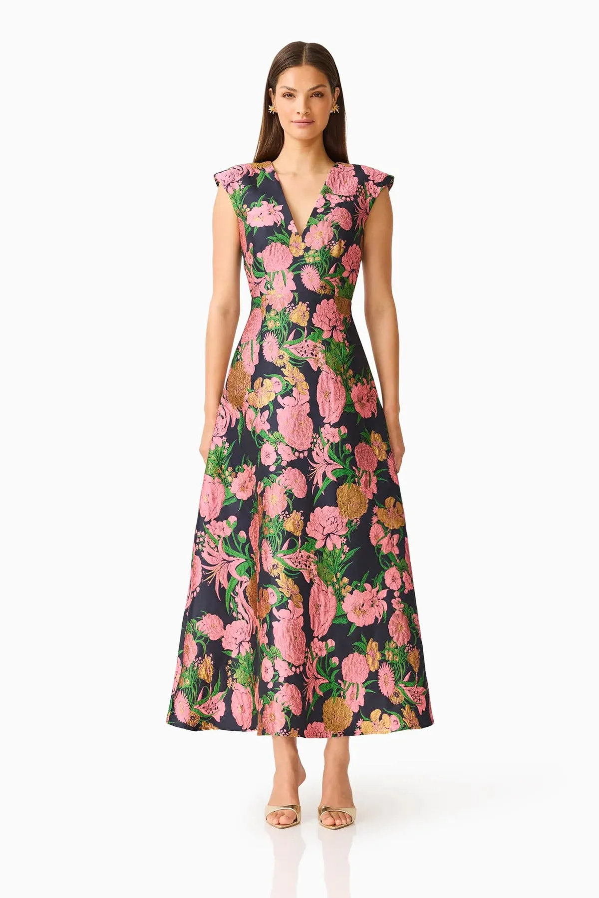 Eclore V-Neck Maxi Dress Multi & Print Size 10, 12, 14 & 16 by Elliatt