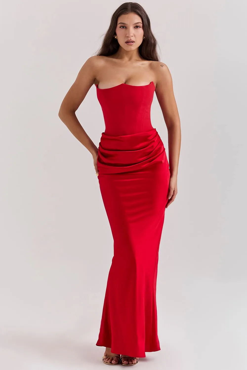 Persephone Corset Maxi Dress Red Size 8 by House Of CB