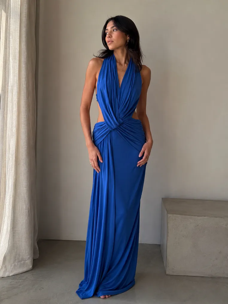 Charlize Halter Maxi Dress Cobalt Blue Size 6 & 8 by Bec & Bridge