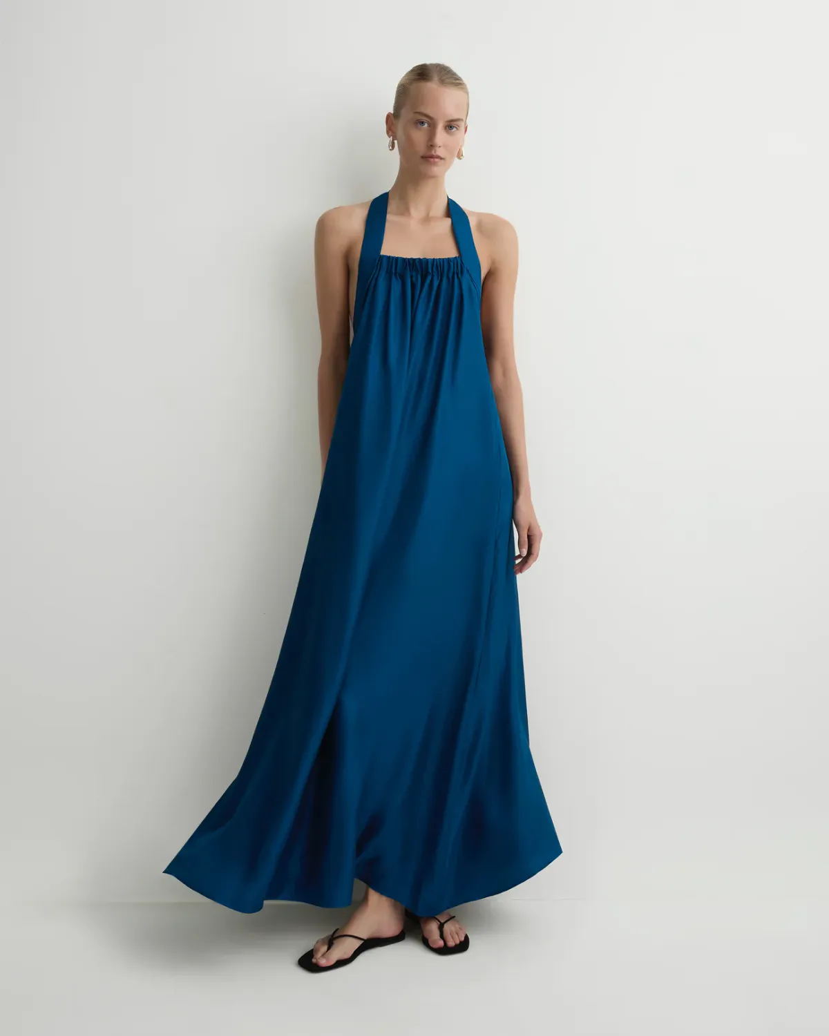 Marfa Silk Halter Maxi Dress Tropico Blue Size S / AU 8 by Bondi Born