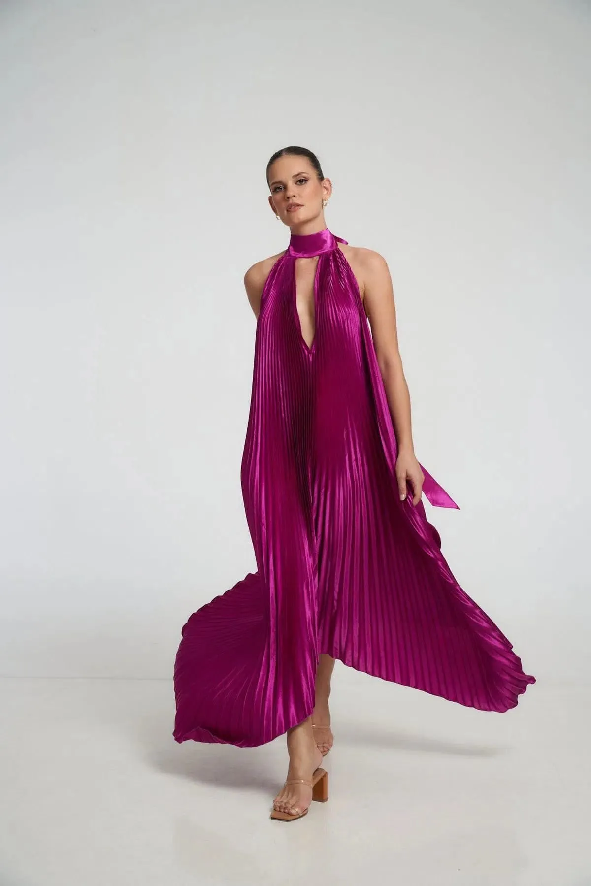 Opera Gown Maxi Dress Magenta Pink Size 8 by L'IDEE