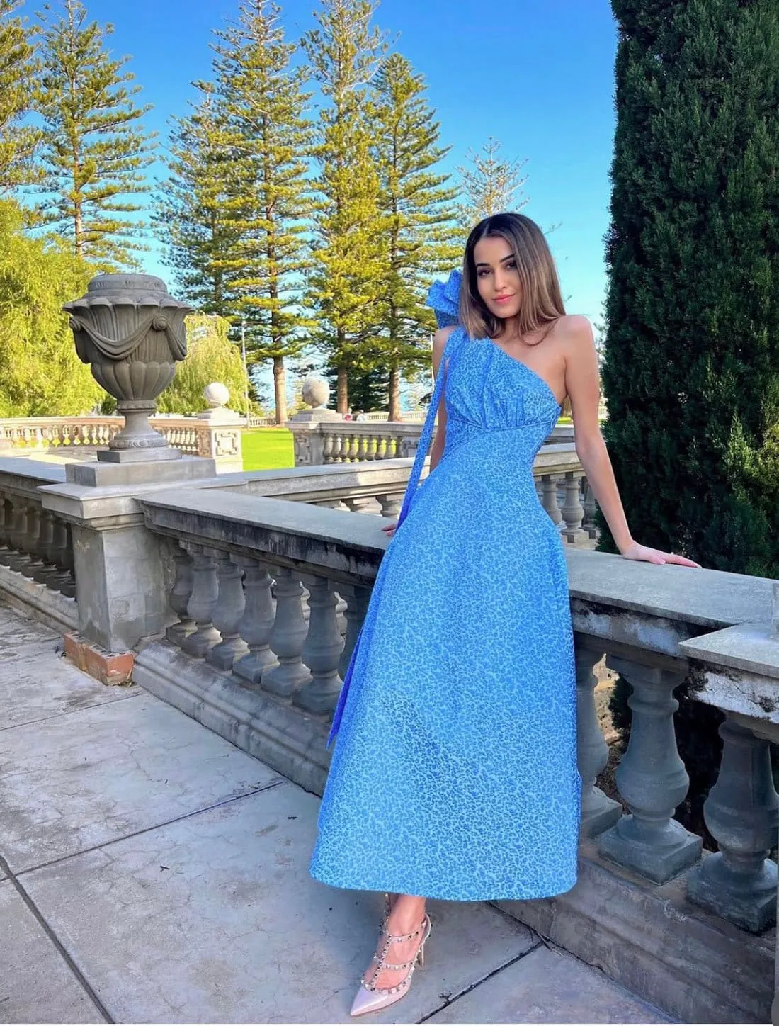 Emiliano Midi Dress Malea Blue Size 14 by Rachel Gilbert