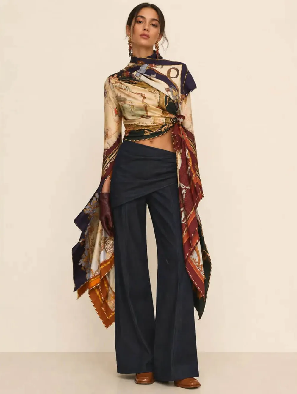 Valiant Draped Scarf Top Spliced Scarves Multi & Print Size 0P / AU 6P, 0 / AU 8 & 1 / AU 10 by Zimmermann