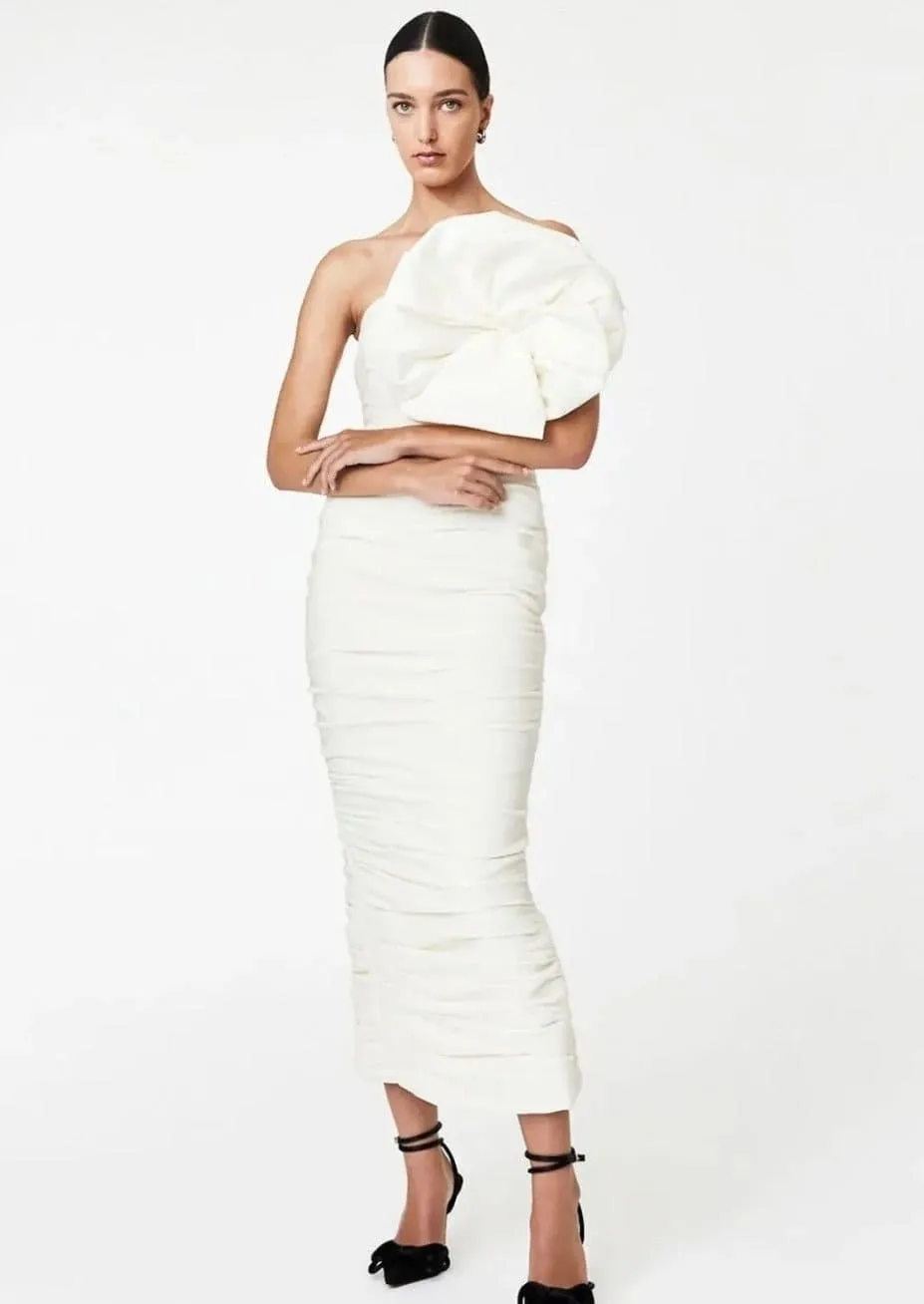 Evana Midi Dress Ivory Coconut White Size 0 / AU 6 by Rachel Gilbert