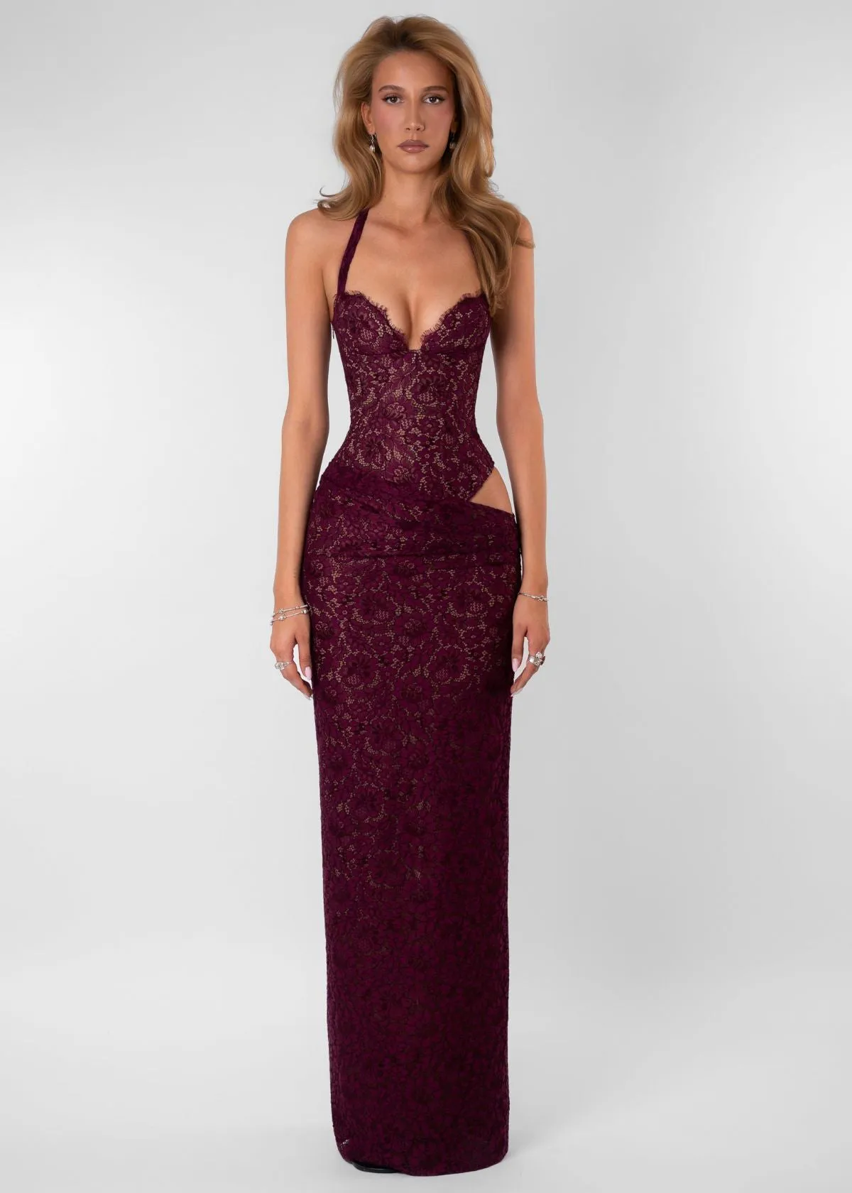 Veronica Dress Burgundy Purple Size XS / AU 6 & S / AU 8 by Fenity