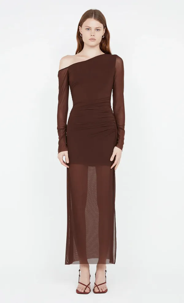 Fae Asym Midi Dress Brown Size M / AU 10 & L / AU 12 by Bec & Bridge