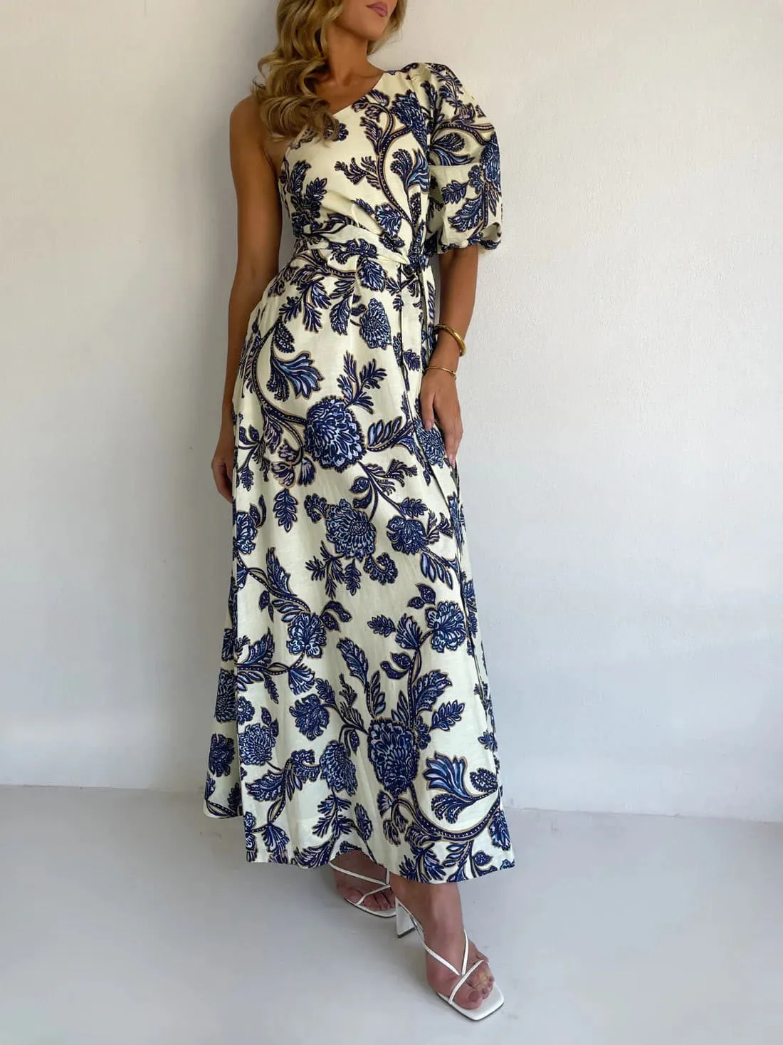 Isla Maxi Dress Blue & White Size 8 by By Nicola