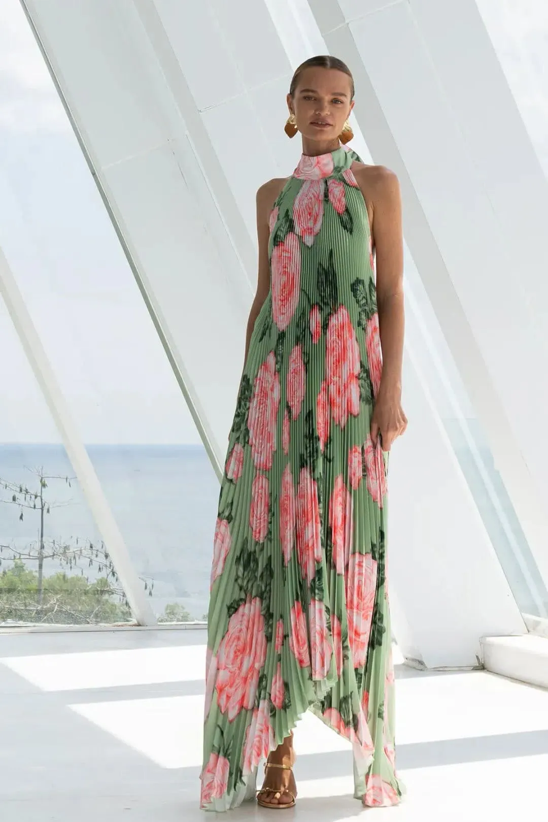 Olympia Gown Dress Fluer Rose Green & Print Size 8 & 12 by L'IDEE