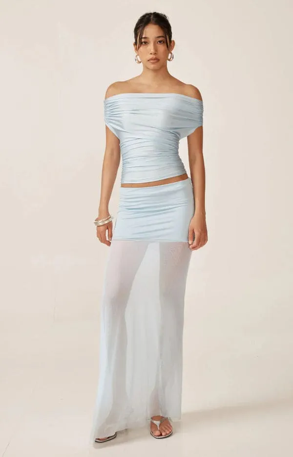 Grace Off Shoulder Top & Skirt Set Blue Size XS / AU 6 by Ance Gria