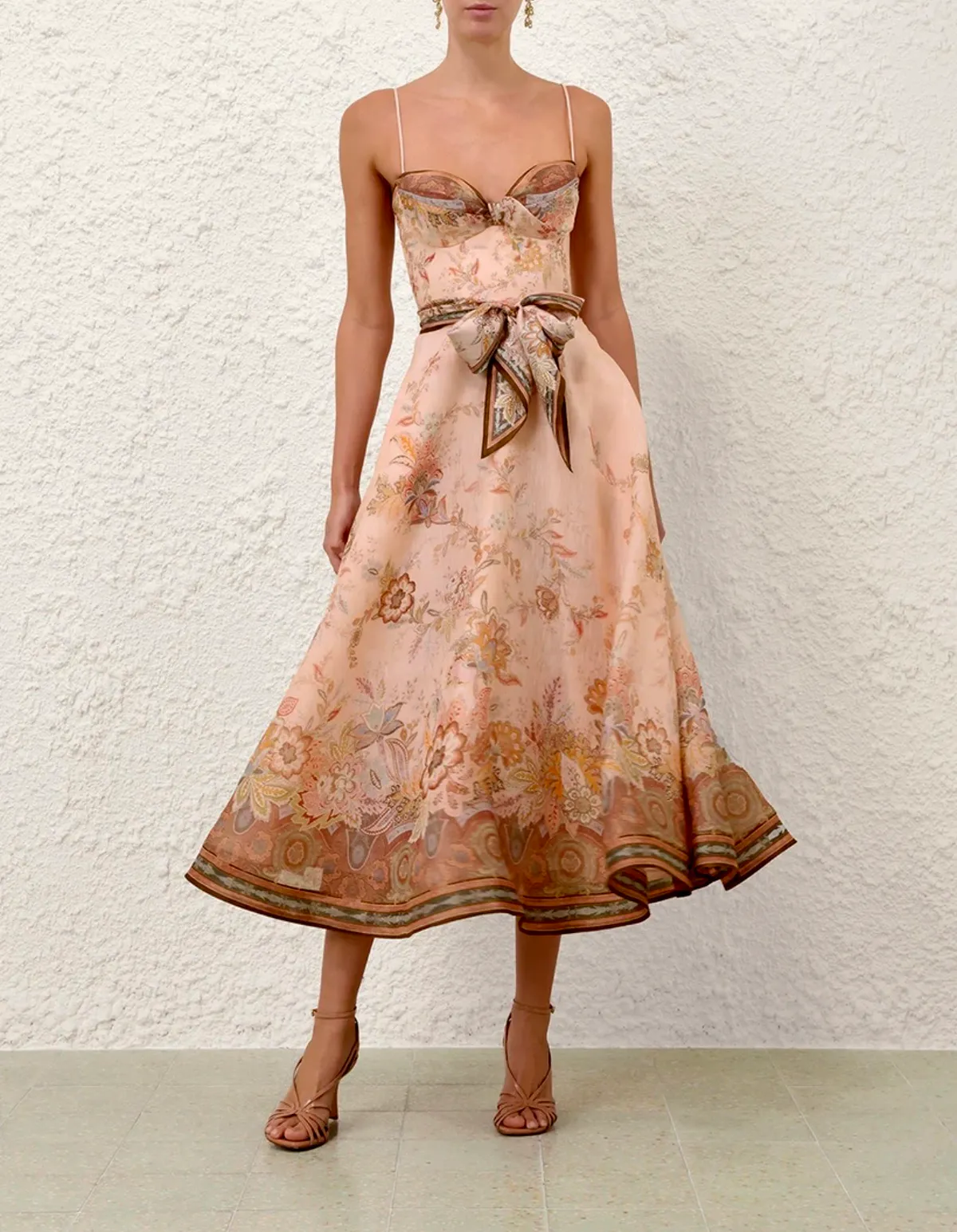 Alchemy Structured Midi Dress Pink Paisley Size 0 / AU 8 by Zimmermann: image 1 of 1