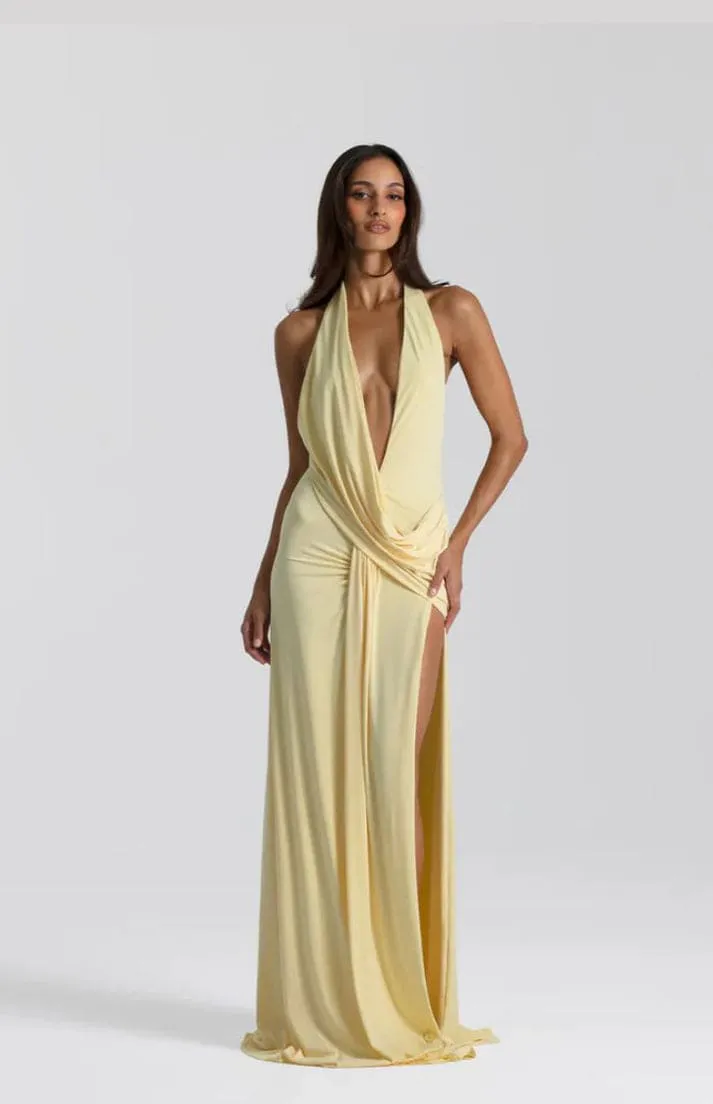 Winona Gown Dress Lemon Yellow Size 6 & 8 by Natalie Rolt
