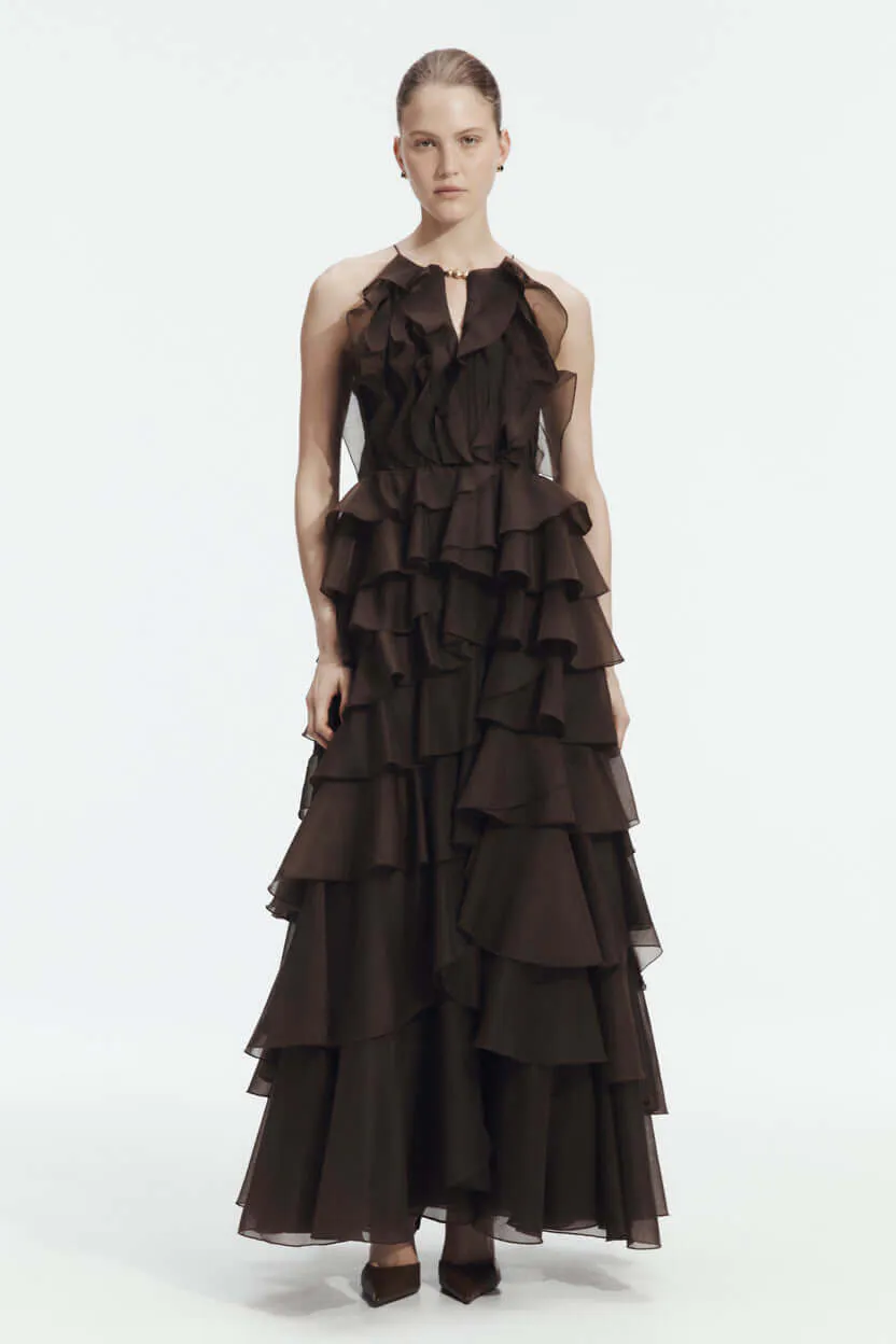 Cleo Gown Dress Carob Brown Size 8 & 10 by Aje