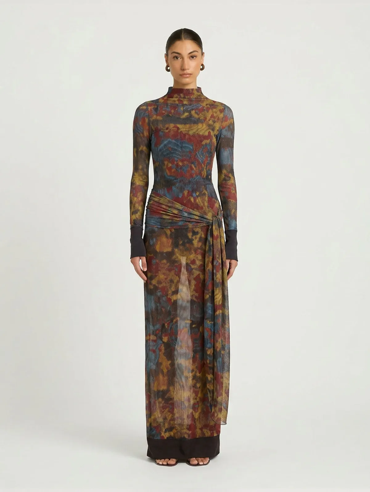 Suki Maxi Long Sleeve Dress Multi Size 6 by Benni