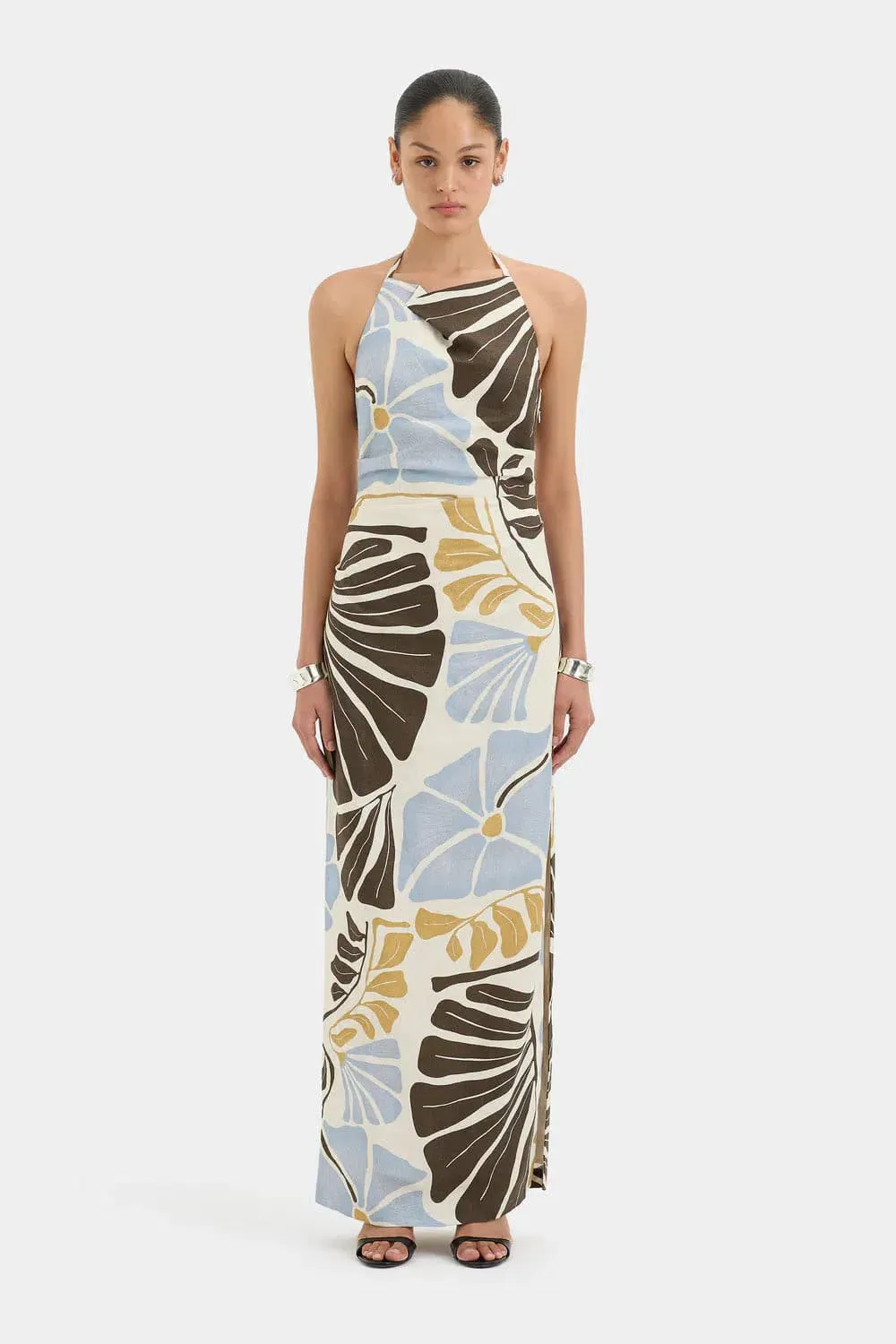 Lola Pleated Midi Dress Multi & Print Size 6 by SIR