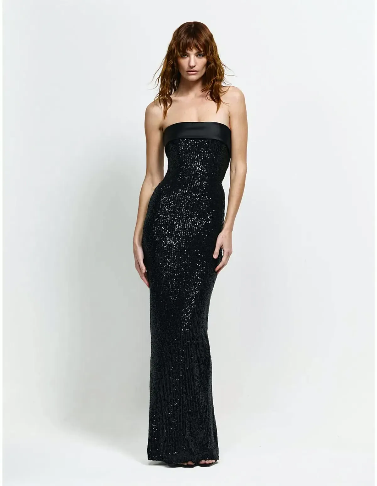 Thalia Gown Maxi Dress Black Sequin Size 6 & 8 by Effie Kats
