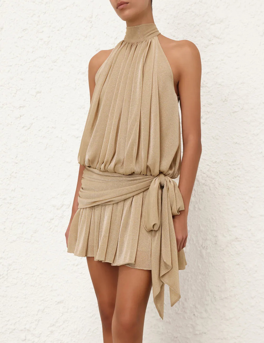 Sundance Jersey Tie Mini Dress Cream Size 0P / AU 6 & 0 / AU 8 by Zimmermann